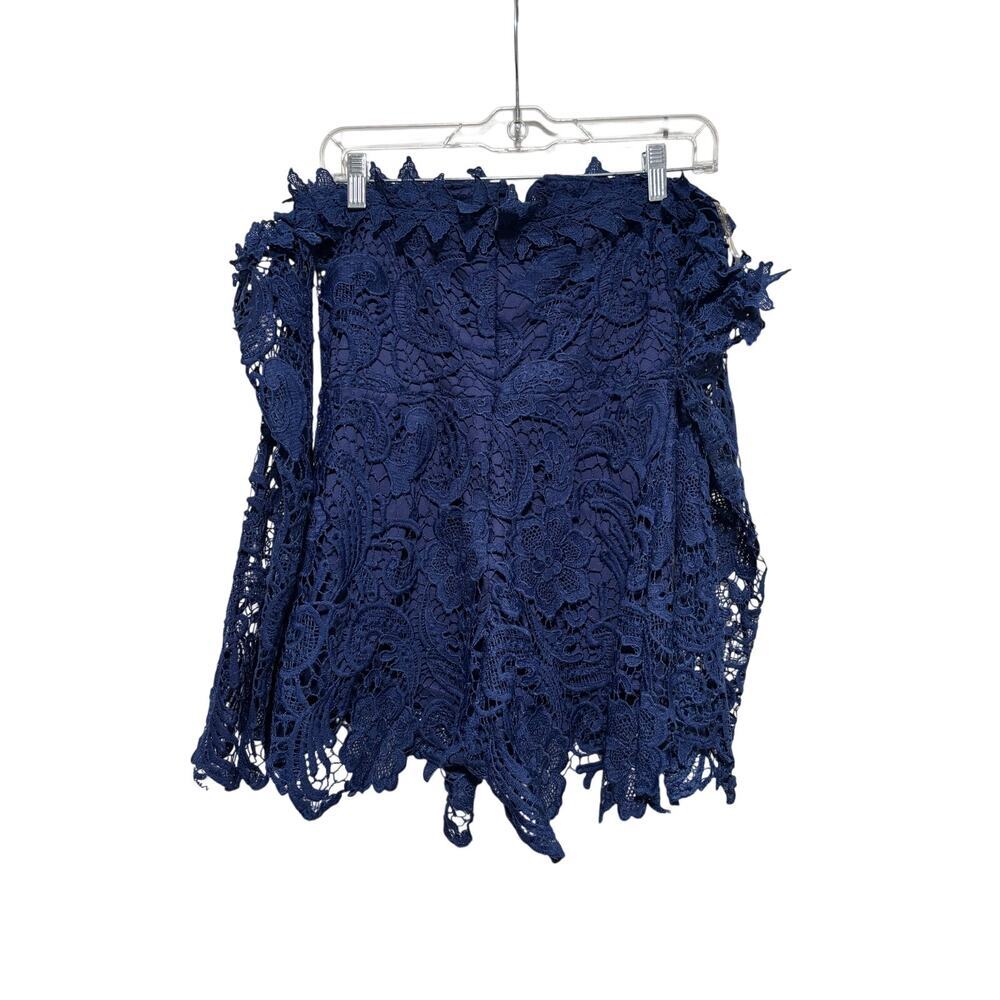 Fashion Nova Navy Blue Lace Off-Shoulder Romper M - Picture 7 of 9